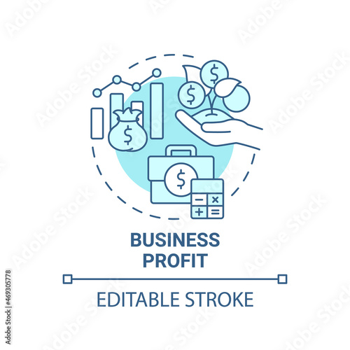 Business profit blue concept icon. Enterprise finance and economics abstract idea thin line illustration. Social organization. Company revenue. Vector isolated outline color drawing. Editable stroke