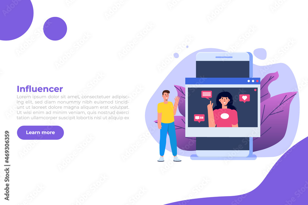 Fototapeta premium Popular Bloggers concept. Blogger Character vector illustration.