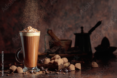 Truffles and a glass of hot chocolate.