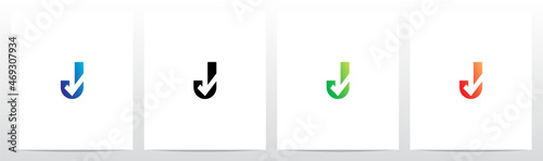 Tick Symbol On Modern Letter Logo Design J