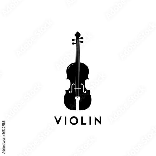 Violin icon. Beams. Music shop logo design. Music store label emblem. Musical instrument. Vector illustration