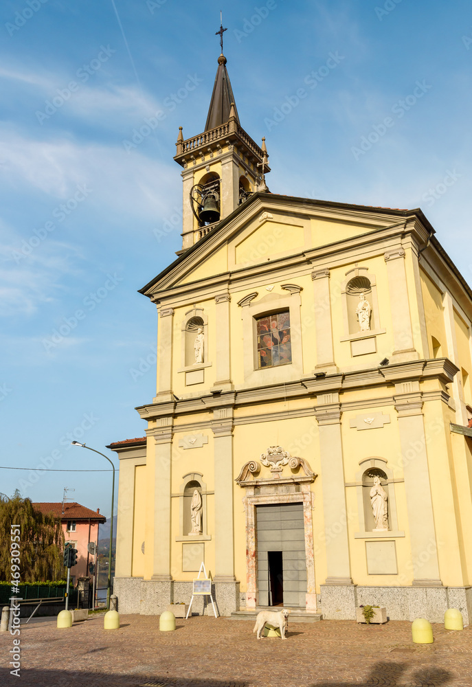 View of San Lorenzo church in Biandronno, province of Varese, Lombardy, Italy