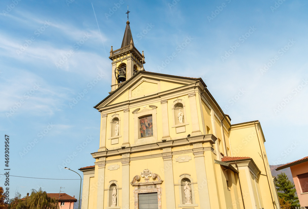View of San Lorenzo church in Biandronno, province of Varese, Lombardy, Italy