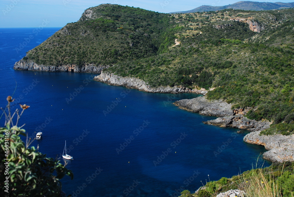 Sea view on the Cala Bianca bay in Italy Calabria coast