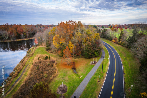 Aerial Drone of Somerset County Park in the Autumn Foliage