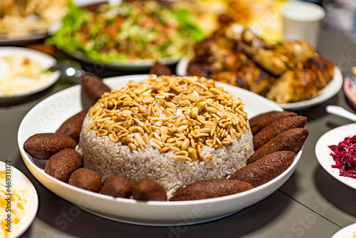Maqluba, Pilaf, Kibbeh, KUBBEH. Traditional Arab and Turkish cuisine. Very Popular On the Middle East. High quality photo