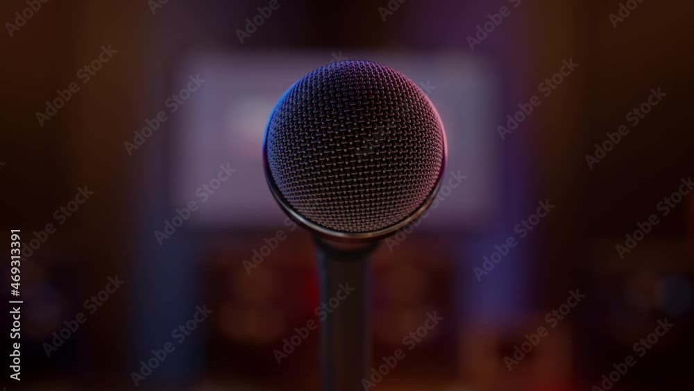 Closing Up To A Microphone In A Studio Closing Up To A Microphone In A Studio