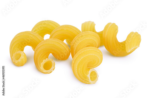 raw pasta cavatappi isolated on white background with clipping path and full depth of field. photo