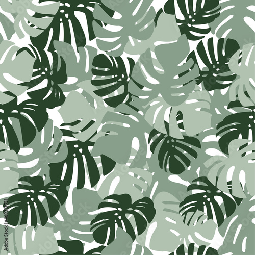 Pattern of plant leaves Monstera, imitation of military