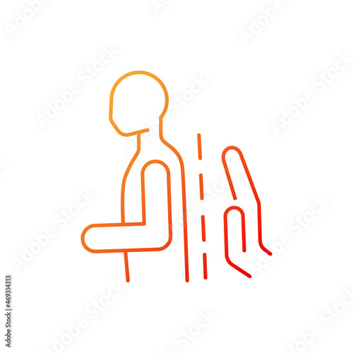 Schroth method gradient linear vector icon. Scoliosis nonsurgical treatment. Spine alignment. Backbone natural position. Thin line color symbol. Modern style pictogram. Vector isolated outline drawing