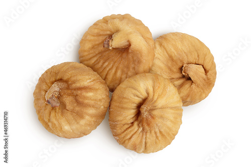 dried figs isolated on white background with clipping path and full depth of field. Top view. Flat lay