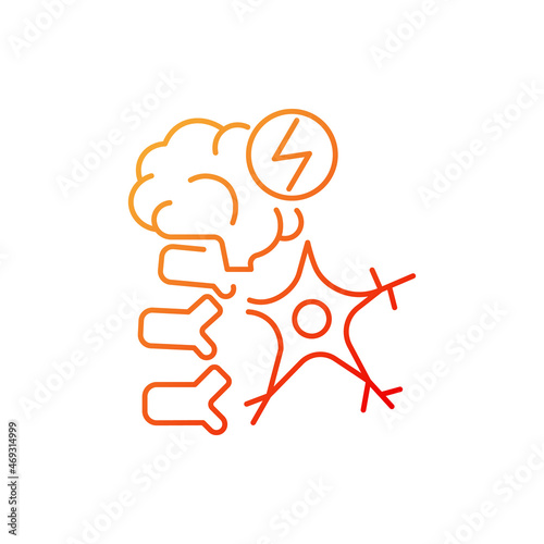 Neuromuscular gradient linear vector icon. Brain and nerve damage. Neurological disease. Spinal cord injury. Thin line color symbol. Modern style pictogram. Vector isolated outline drawing