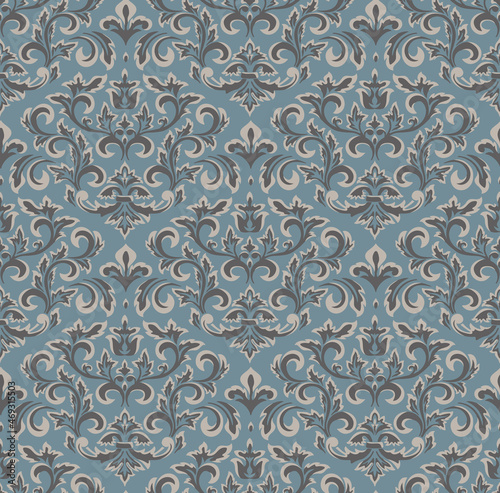 Damask seamless pattern element. Vector floral damask ornament vintage illustration.