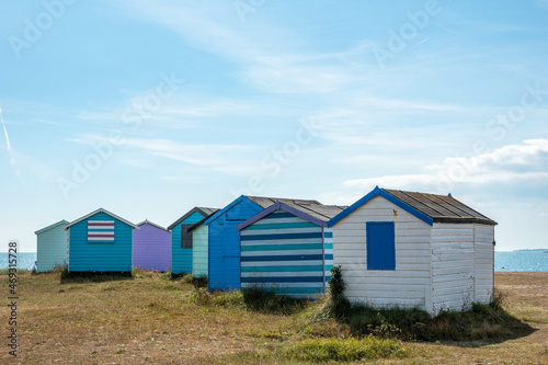 multi coloured beach huts at Hayling Island Hampshire England © Penny