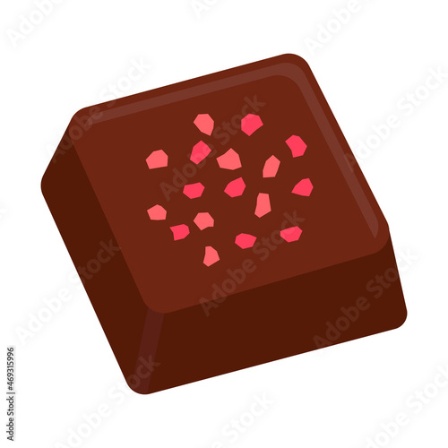フリーズドライ苺がトッピングされた四角いチョコレート