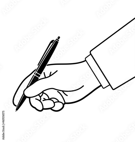 hand with pen writing signing outline