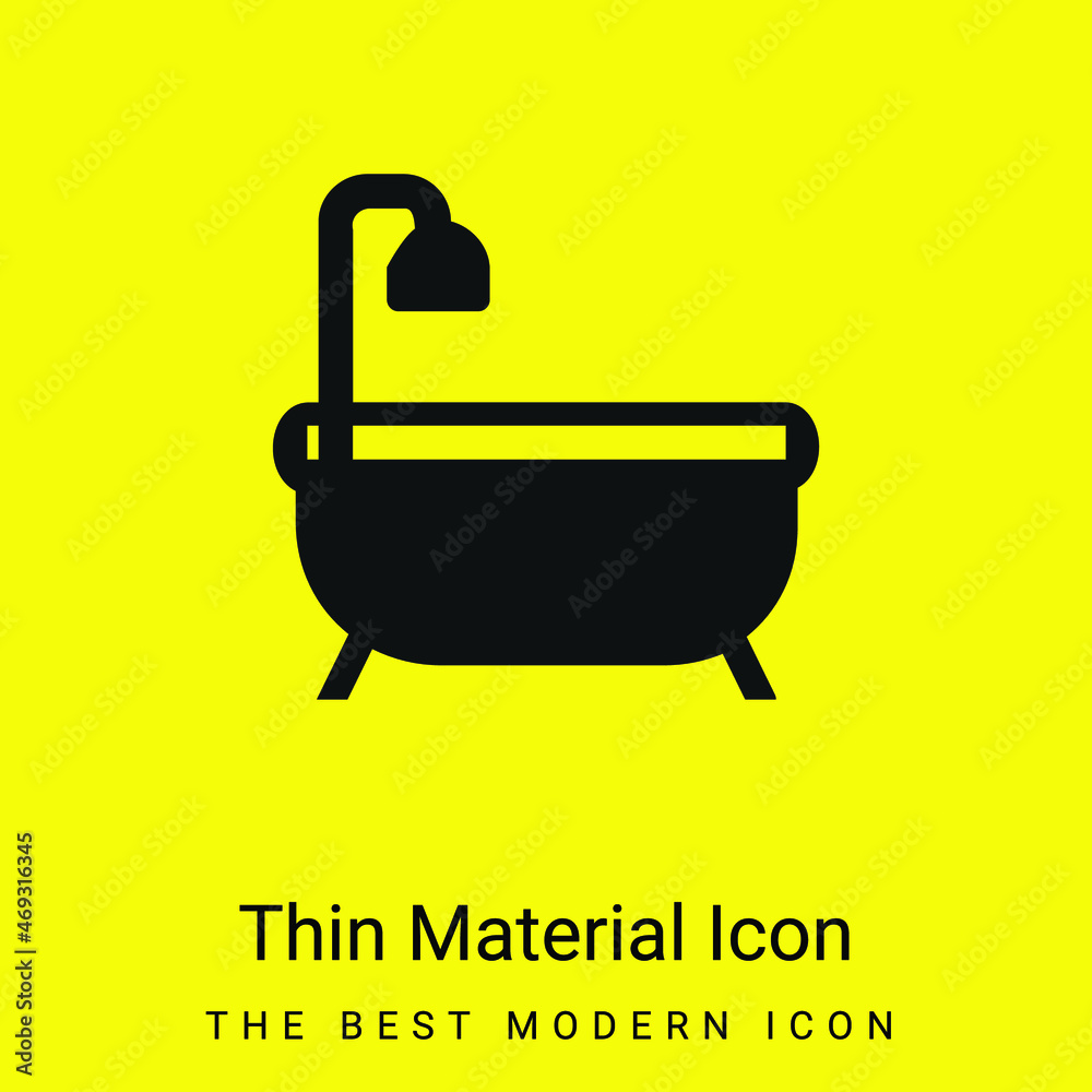 Bath Tub minimal bright yellow material icon Bath Tub minimal bright yellow material icon