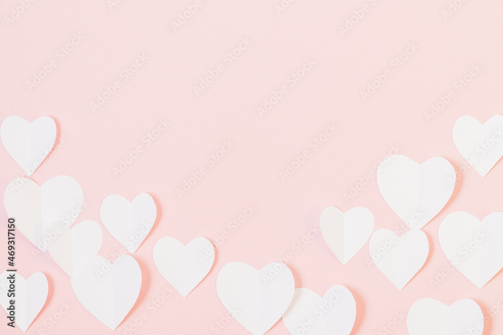 Valentine day background with white hearts