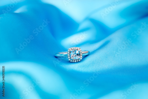 Creative Still-Life - Engagement Ring on fabric background
