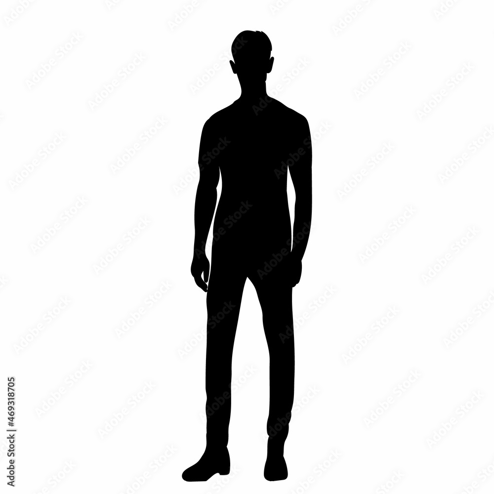 man, guy, black silhouette vector, isolated