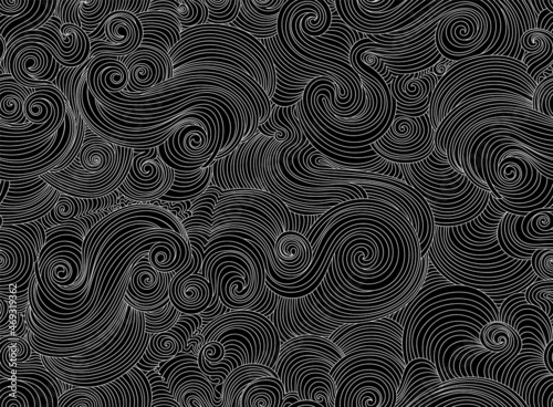 Beautiful abstract wavy seamless pattern with white curling lines. You can use any color of background 