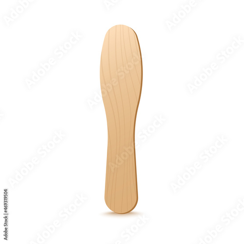 Stick for popsicle or ice cream with wooden texture, realistic vector illustration isolated on white background.