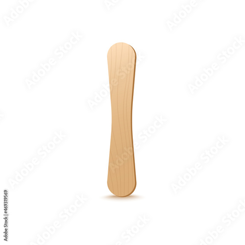 Wooden stick for ice cream or popsicle in realistic 3d style, vector illustration isolated on white background.