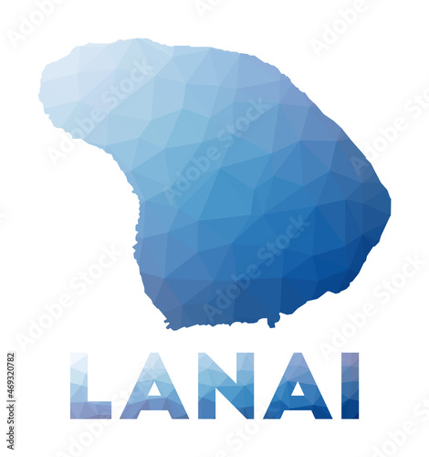 Low poly map of Lanai. Geometric illustration of the island. Lanai polygonal map. Technology, internet, network concept. Vector illustration.