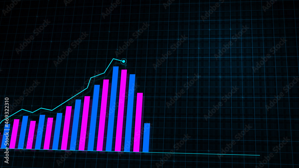 3D rendering of growing line graph of digital income growth chart 3D rendering of growing line graph of digital income growth chart