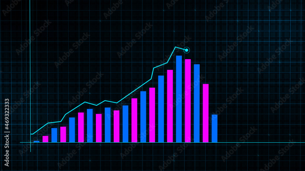 3D rendering of growing line graph of digital income growth chart 3D rendering of growing line graph of digital income growth chart