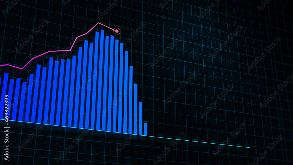 Fototapeta premium 3D rendering of growing line graph of digital income growth chart