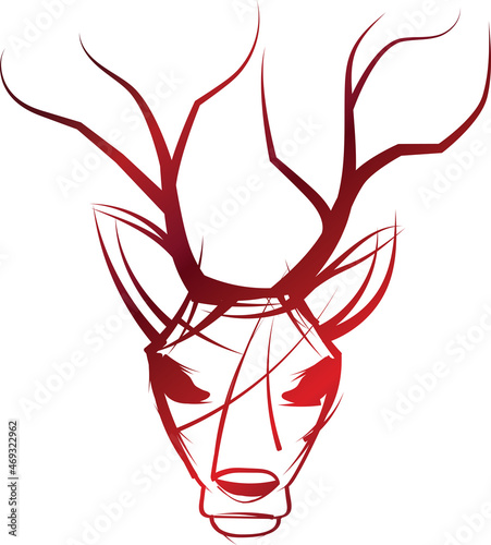 abstract grunge sketch deer antler becoming tree branch vector illustration