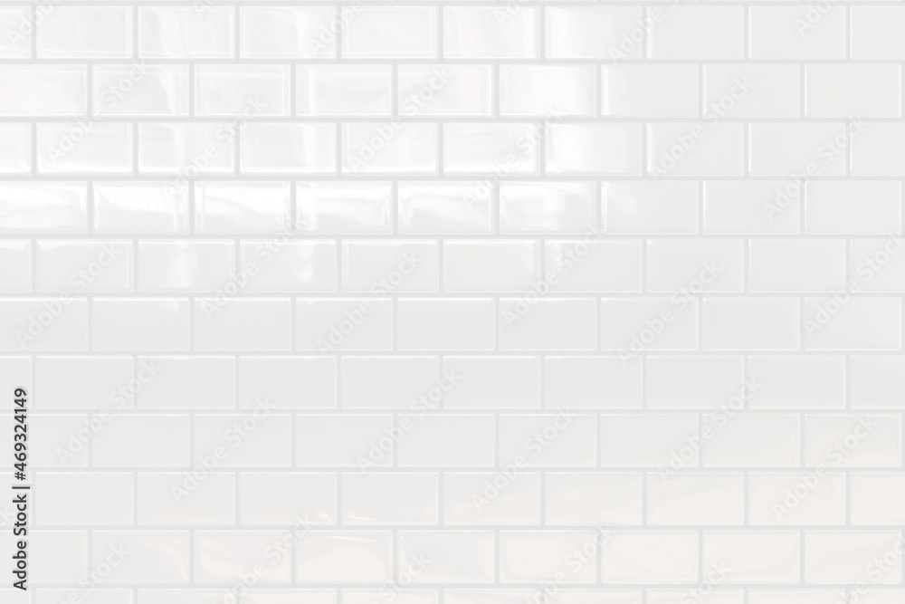 Naklejka premium Modern white tile background and texture. square ceramic mosaic. Home and kitchen concept. 3D illustration