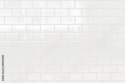 Modern white tile background and texture. square ceramic mosaic. Home and kitchen concept. 3D illustration