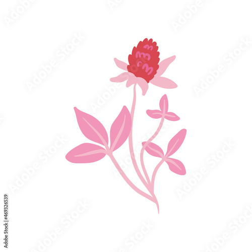 Pink floral elements. Flower and green leaves.Modern trendy Matisse minimal style.  Floral poster  invite. Vector arrangements for greeting card or invitation design