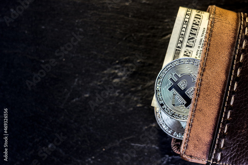 Leather wallet with the dol...