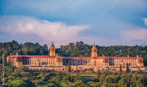 Pretoria union building in bright colours during sunset photo