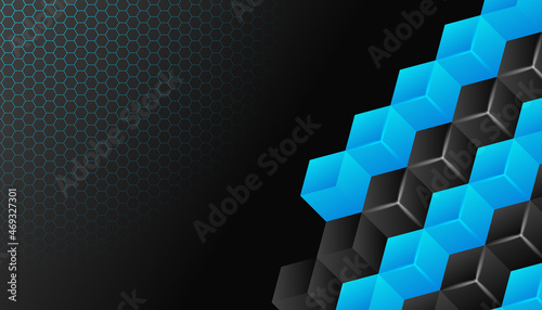 Modern blue isometric cubical hexagon abstract background. Abstract hipster geometric background poster with dynamic. Futuristic technology network Vector illustration texture design, poster, banner.