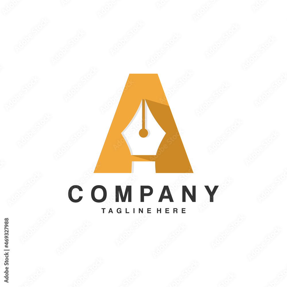letter a pen logo in modern style concept letter a pen logo in modern style concept