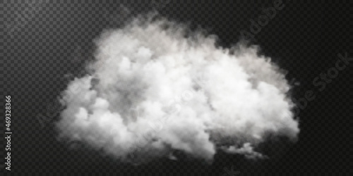 White smoke puff isolated on transparent black background. PNG. Steam explosion special effect. Effective texture of steam, fog, smoke png. Vector illustration	