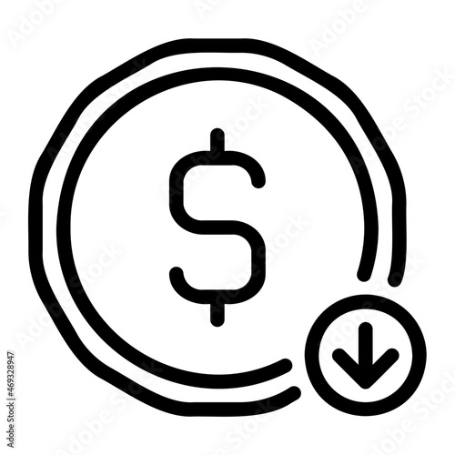 dollar decrease glyph icon