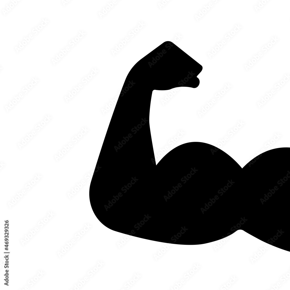 Muscle icon vector. Vector isolated symbol illustration. Black illustration on white backdrop. Muscle icon vector. Vector isolated symbol illustration. Black illustration on white backdrop.