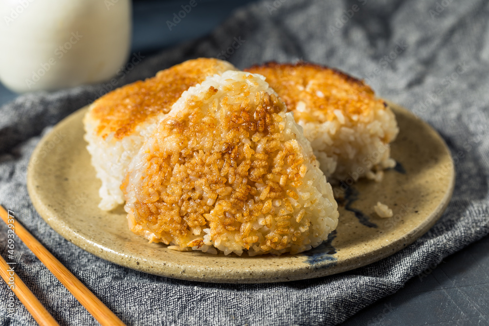 Homemade Japanese Grilled Yaki Onigiri Rice Ball Homemade Japanese Grilled Yaki Onigiri Rice Ball