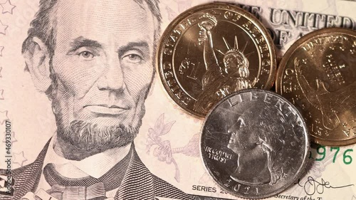 background of dollar bank notes and coins