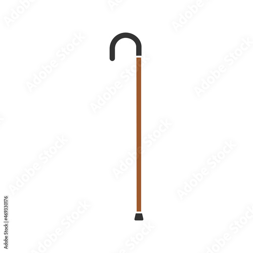 Walking cane vector icon on white background. Line art walking cane icon. Simple vector illustration. 