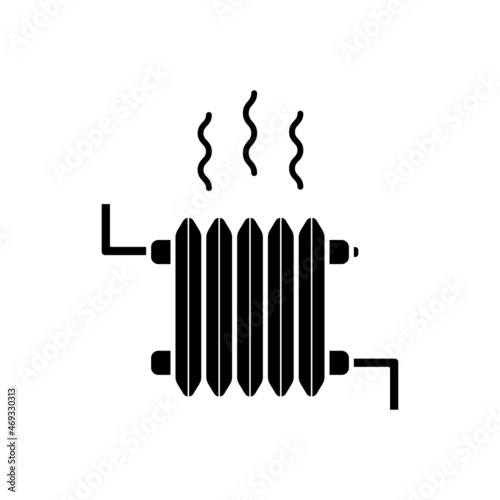 Radiator vector icon on white background. Flat icon with hot heater vector icon for web design. Heater symbol.