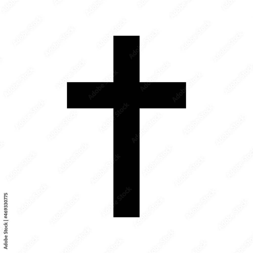 Religion cross vector icon. Sketch illustration with religion cross icon on white background. Tattoo design.