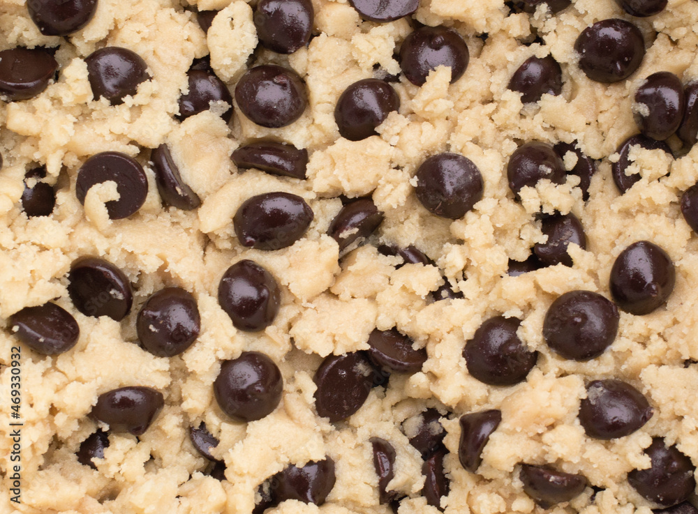 Well mixed chocolate chip cookie dough Well mixed chocolate chip cookie dough