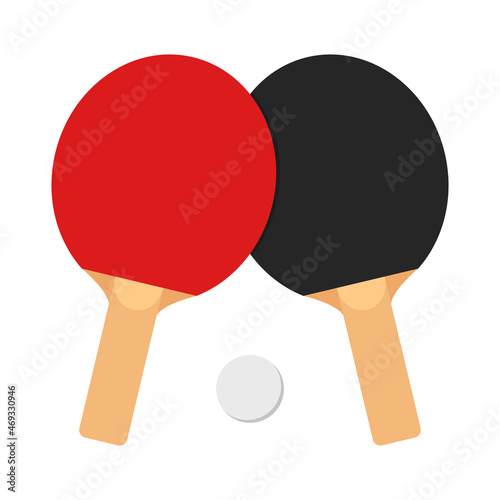 Ping pong racket and ball vector icon. Cartoon ping pong racket for game background design. Isolated object.