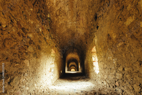 Stone tunnel inside a Roman Aqueduc